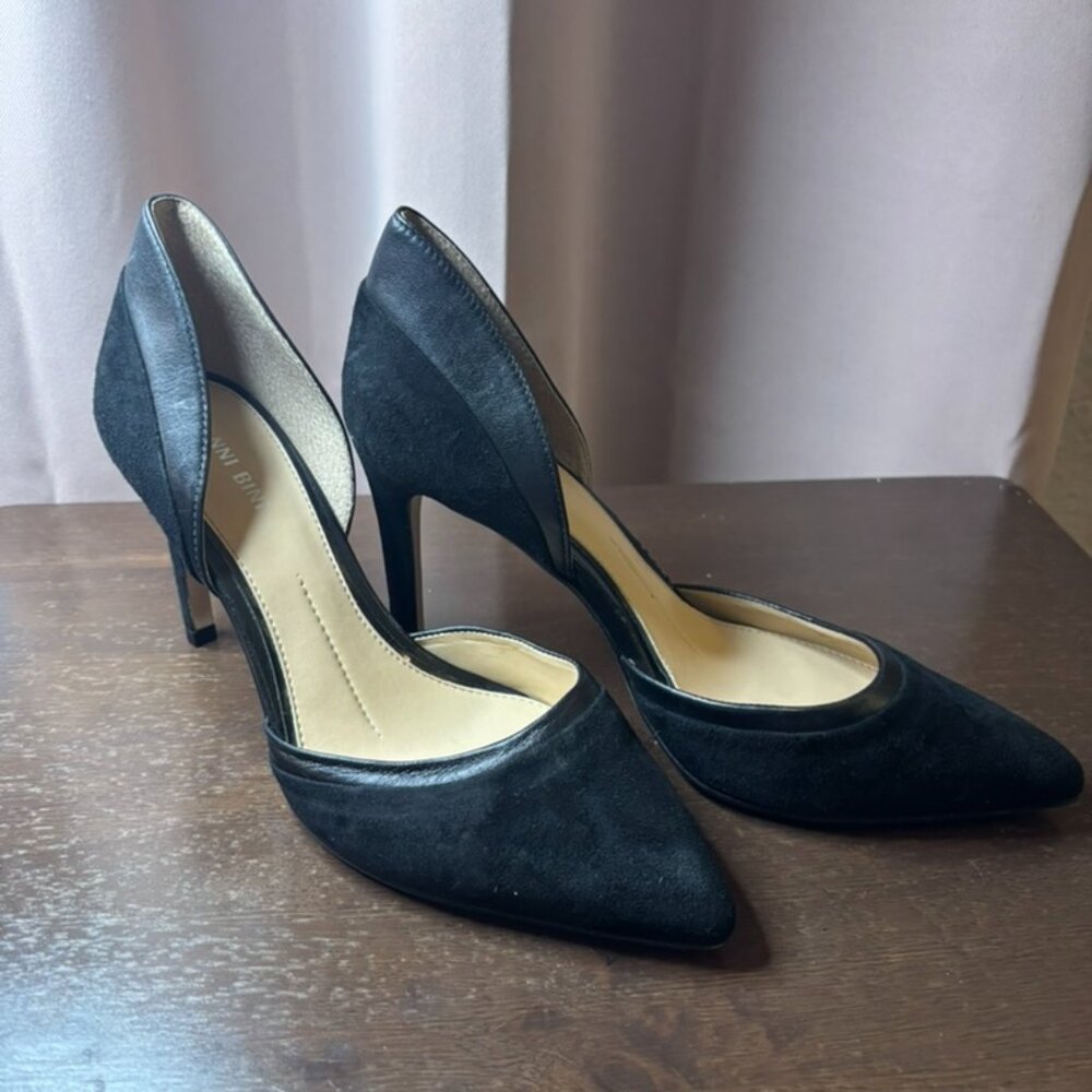 Gianni Bini Black Suede, Pointed-Toe Stiletto- Size 8 Women's